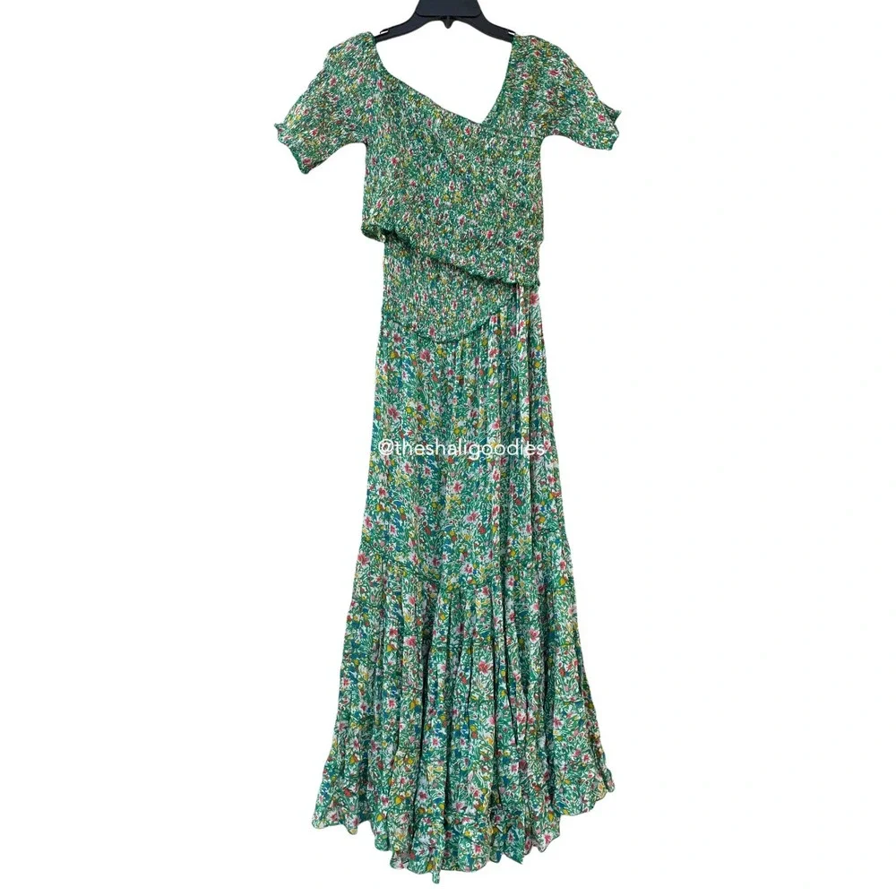 🚫SOLD🚫POUPETTE ST BARTH Soledad Midi Dress Green Floral Maxi - Picture 4 of 7